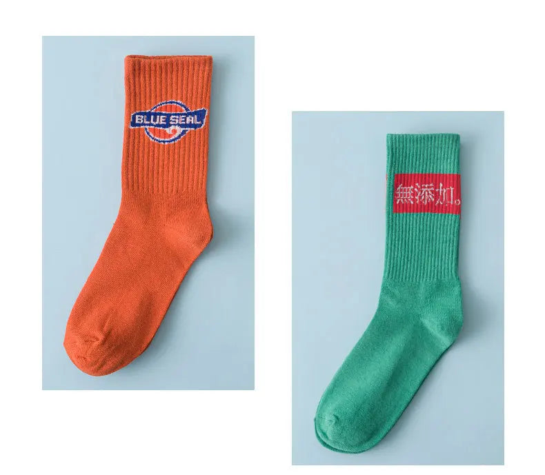 Calzini A Tubo Unisex Multicolore Traspiranti Con Alfabeti Per Sport Hip Hop Street Coppie