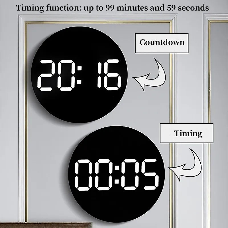 Orologio Da Parete Digitale DieciPollici Con Telecomando Temperatura Umidità Data Conto Alla Rovescia Sveglie Led Dimmer