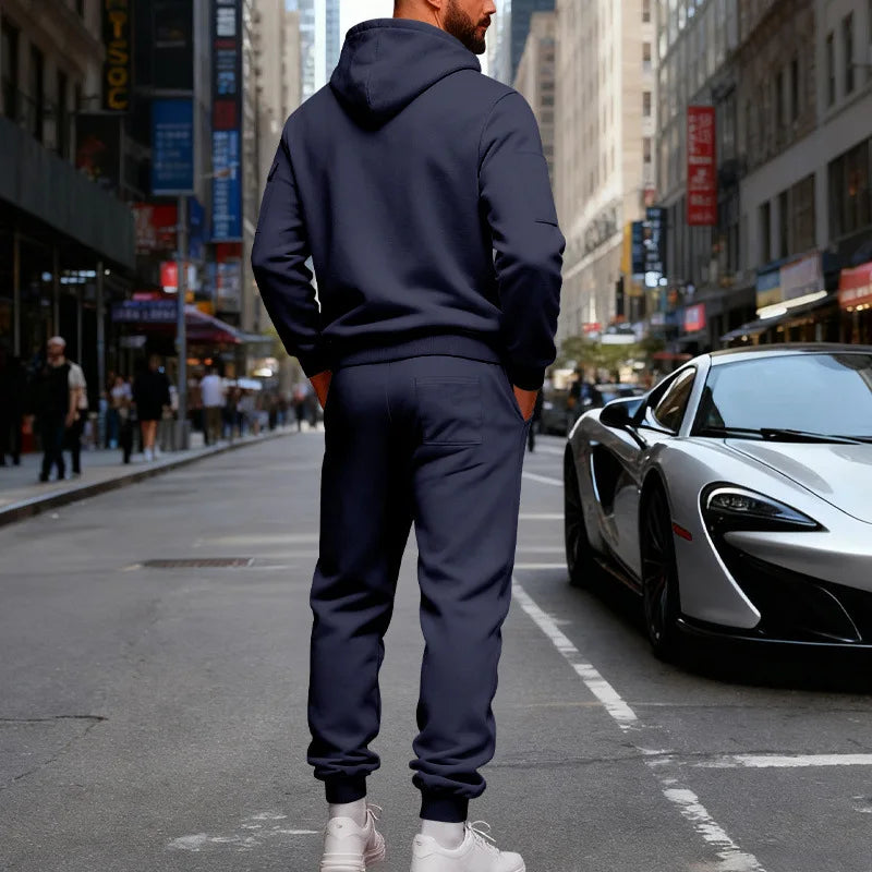 Set Maglione Con Cappuccio Moda Sportiva All'Aria Aperta In Velluto Sciolto Da Uomo Autunno Inverno
