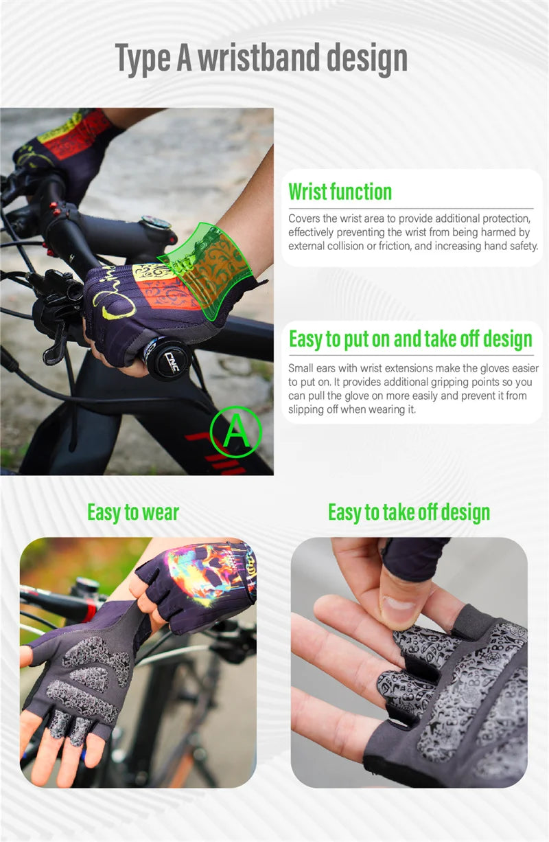 Guanti Da Ciclismo Mezze Dita Con Cuscinetti In Silicone Gel Antivibrazioni Traspiranti Per Bicicletta