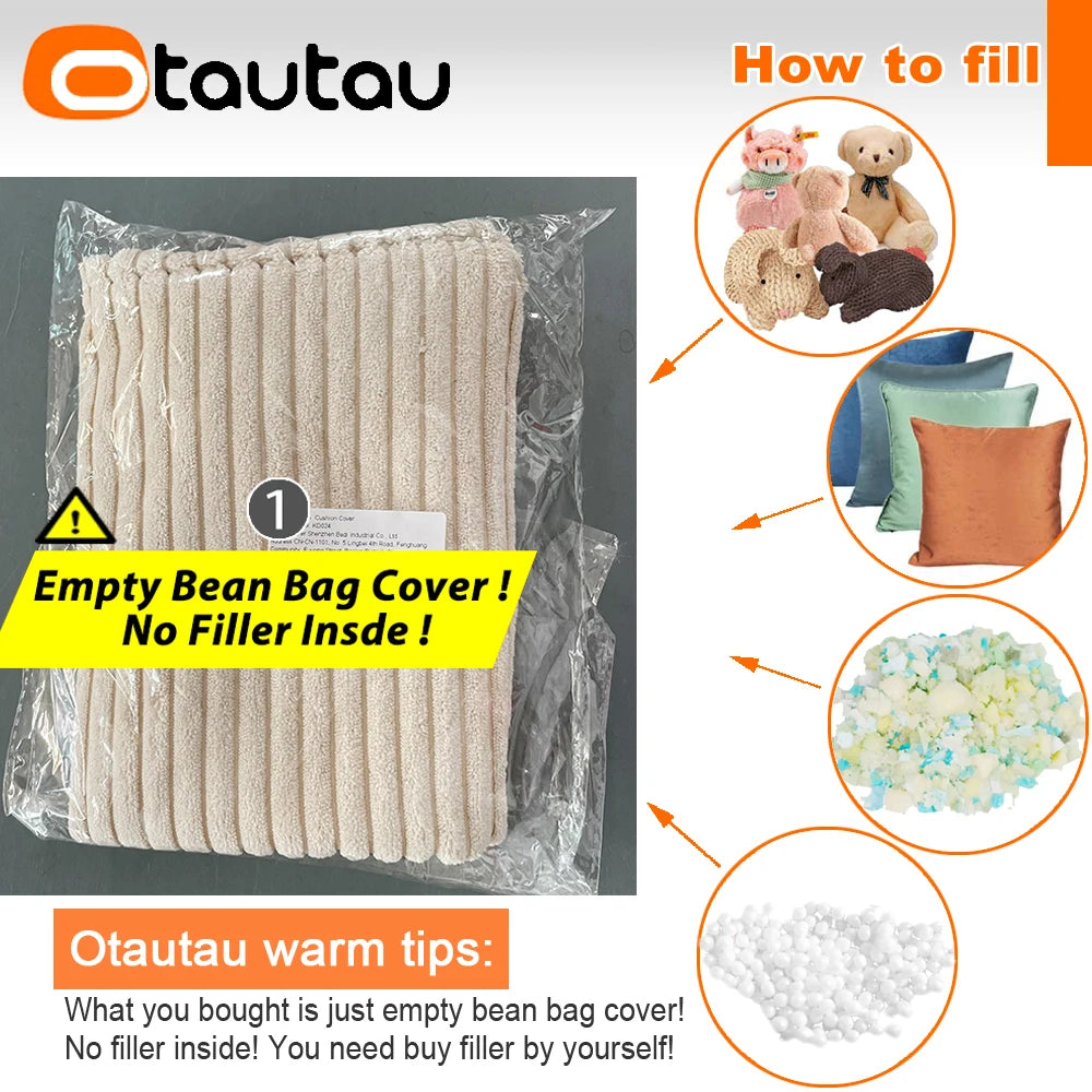 Otautau Pouf In Velluto A Coste Senza Riempitivo Pavimento Beanbag Sedia Lettino Ottomano Mobili Senza Telaio DD025