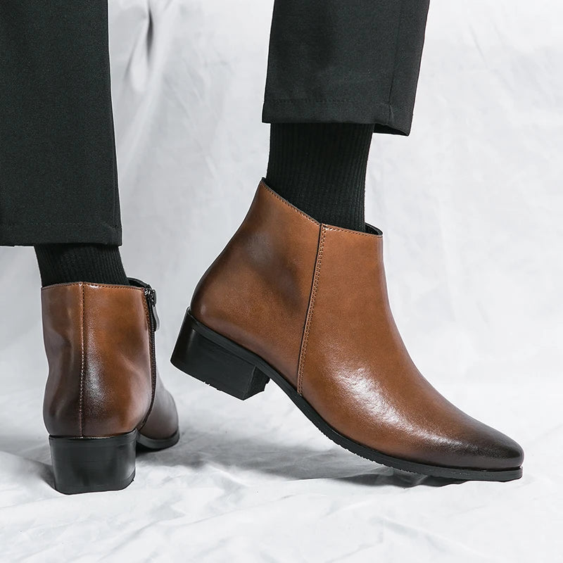 Stivaletti Chelsea Classici Da Uomo Neri In Pelle In Stile Britannico Con Zip Slip On Eleganti Alte