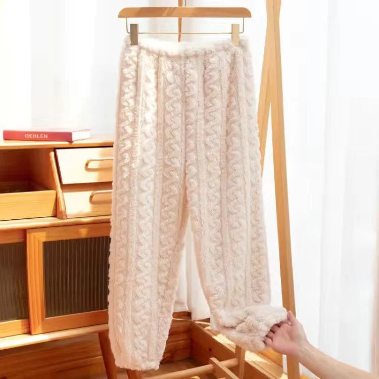 Pantaloni Da Notte Da Donna In Pile Di Corallo Peluche Caldo Autunno Inverno Pigiama Morbido E Confortevole