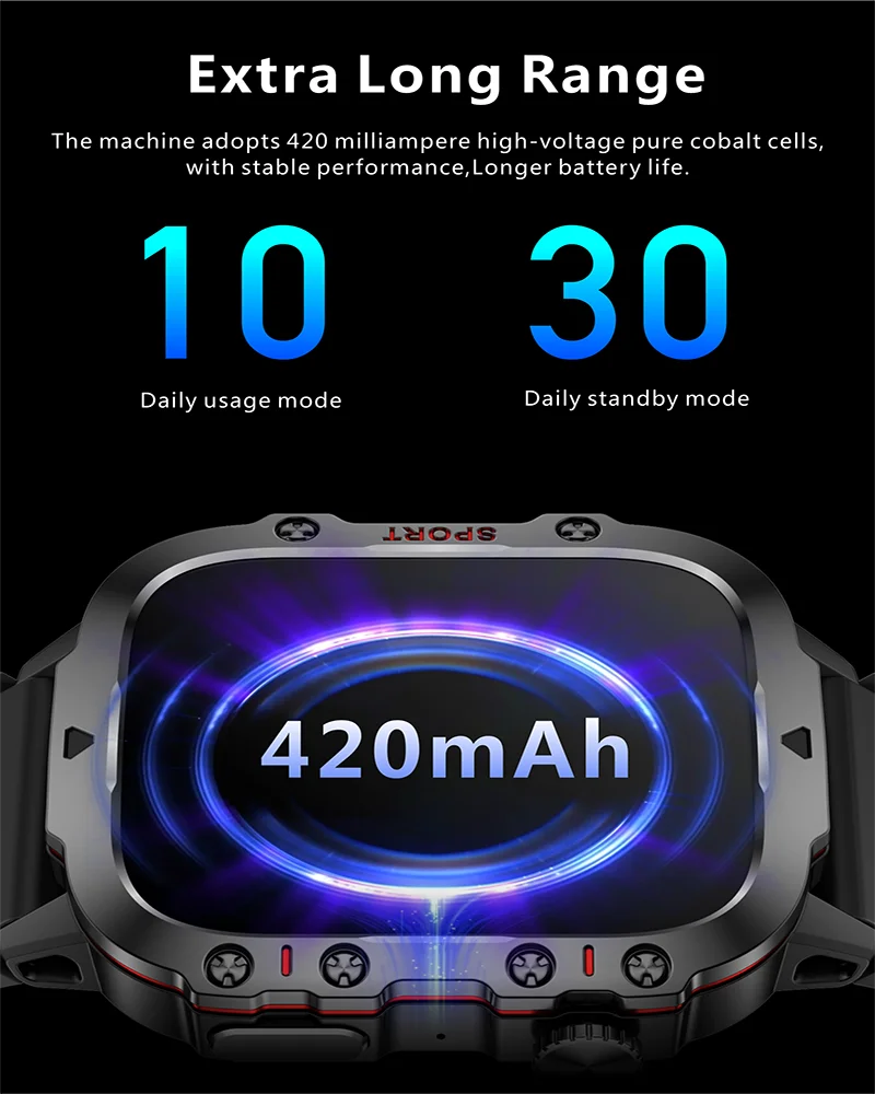 Orologio Fitness Con Schermo Da 1,96 Pollici 3ATM Chiamate Bluetooth Impermeabile Frequenza Cardiaca