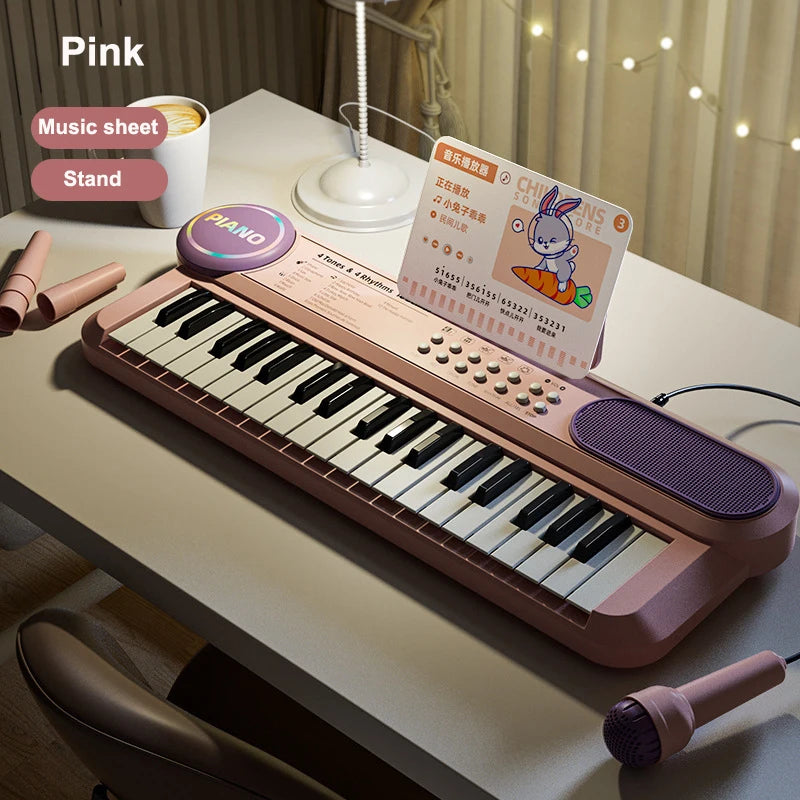 Tastiera Per Pianoforte Per Bambini A 37 Tasti Elettronico Multifunzione Con Microfono Giocattolo Educativo Per Educazione