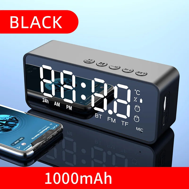 Sveglia Radio FM Con Altoparlante Bluetooth Subwoofer Portatile Con Lampada Integrata E Suono Wireless