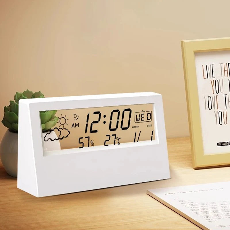 Stazione Meteorologica Domestica Multifunzionale Led Termometro Termoigrometro Orologio Elettronico Con Allarme
