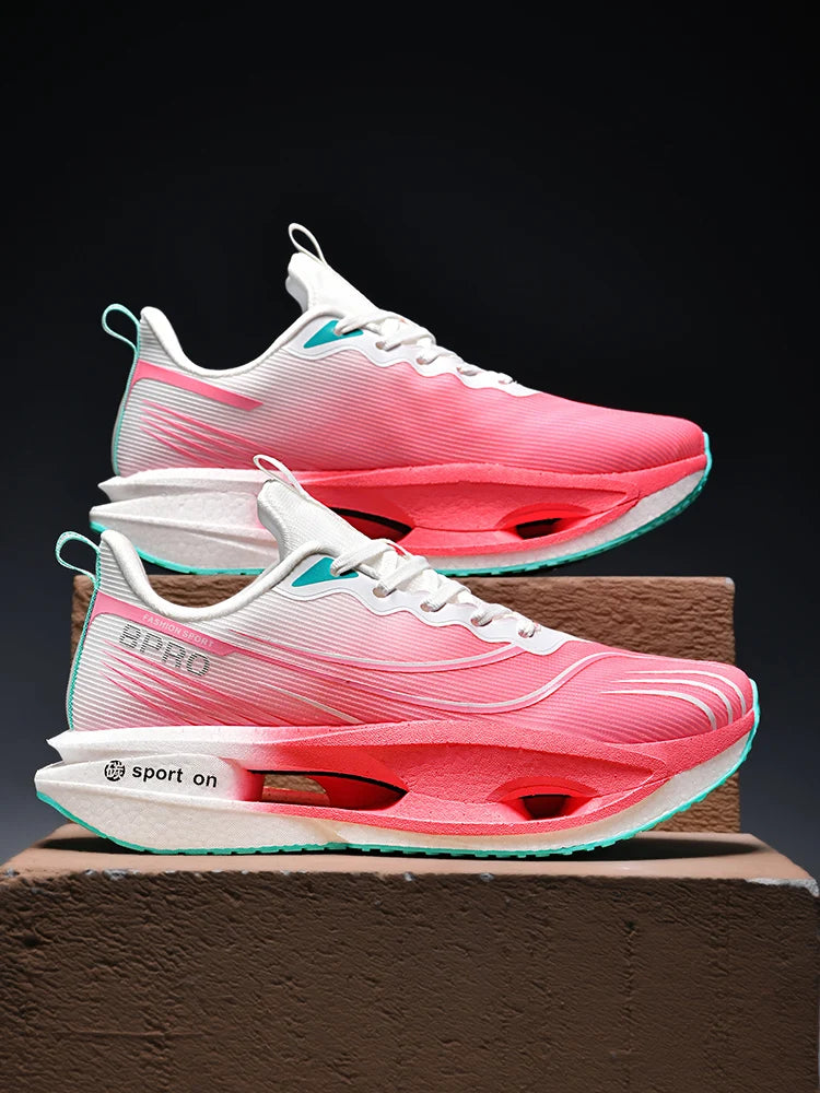 Scarpe Da Corsa Sportive Unisex Uomo Donna Maratona Carbon Board Cuscino Aria Antiscivolo Leggere Traspiranti