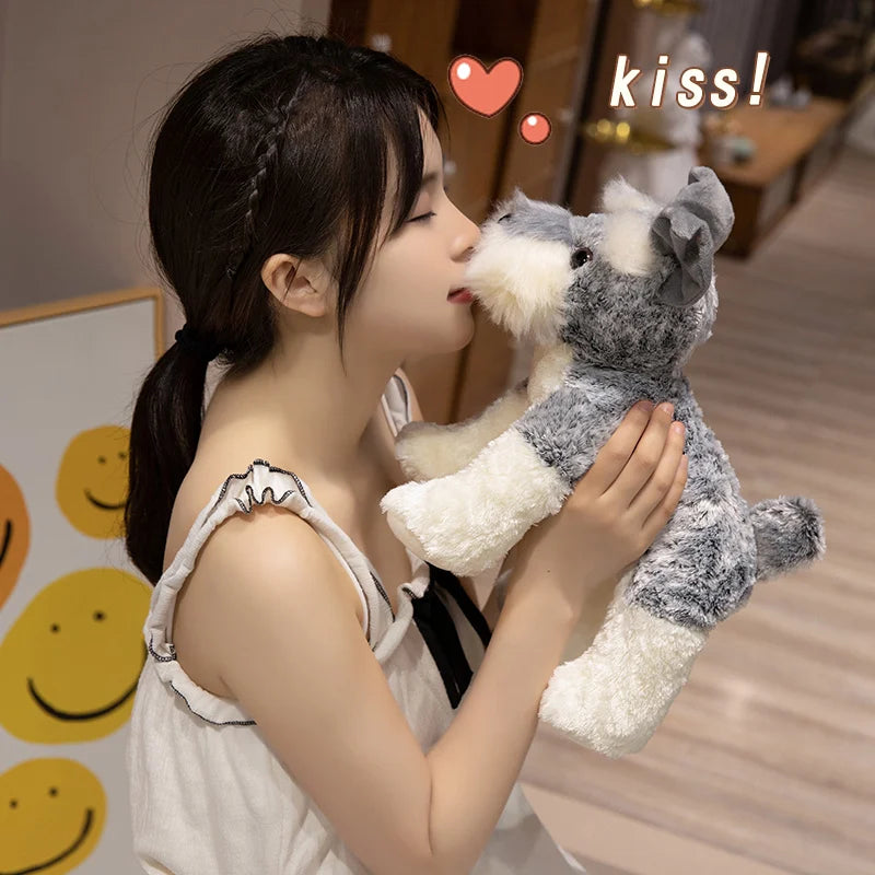 Peluche Schnauzer Cane Morbido 22 30 40 Cm Imbottito Tenero Per Bambini Regalo Natale