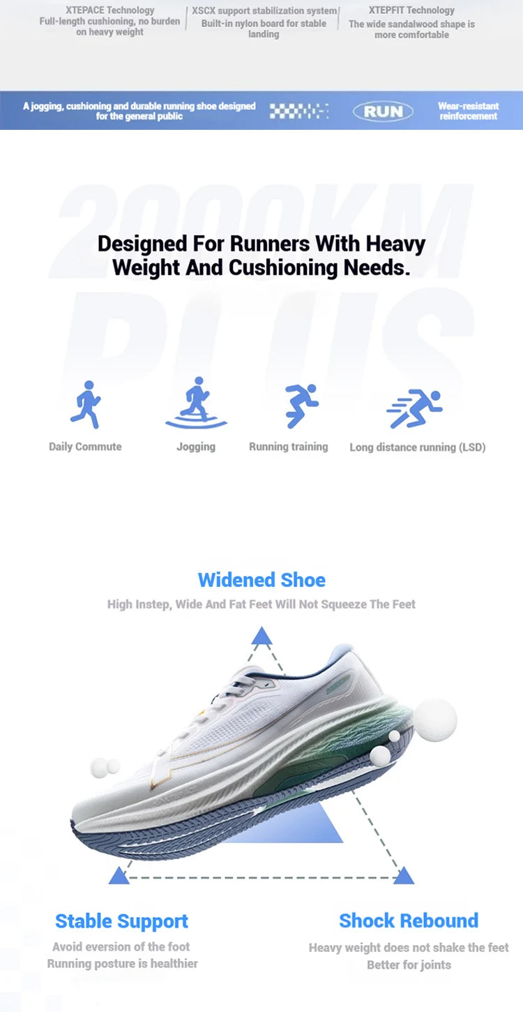 Xtep 2000 Km Plus Scarpe Da Corsa Uomo Leggere Antiscivolo Resistente All Usura 2025 Nuova Primavera