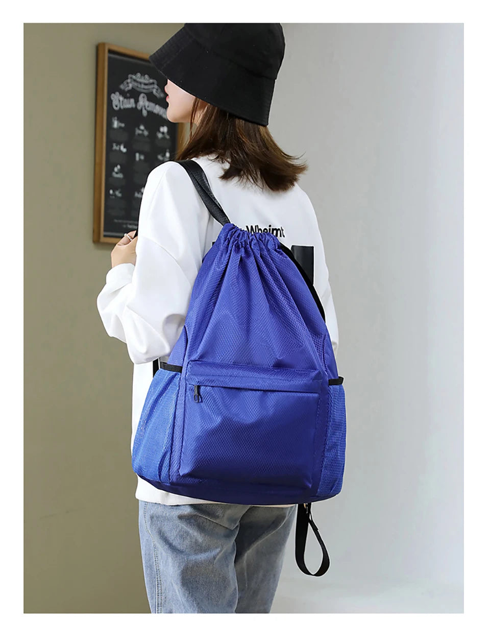 Borsa Sportiva Portatile Per Calcio In Tessuto Oxford A Tinta Unita Con Coulisse E Cinghie Regolabili Grande Capacità