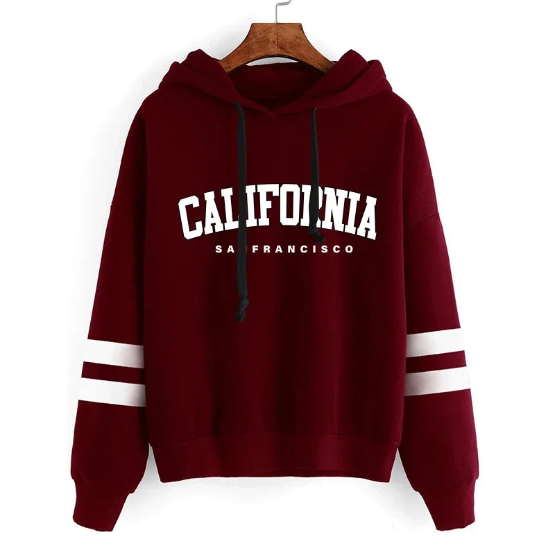 Tuta Da Donna California Stripe Felpa Con Cappuccio Casual Versatile Abito Pantaloni Abiti Da Strada S3XL