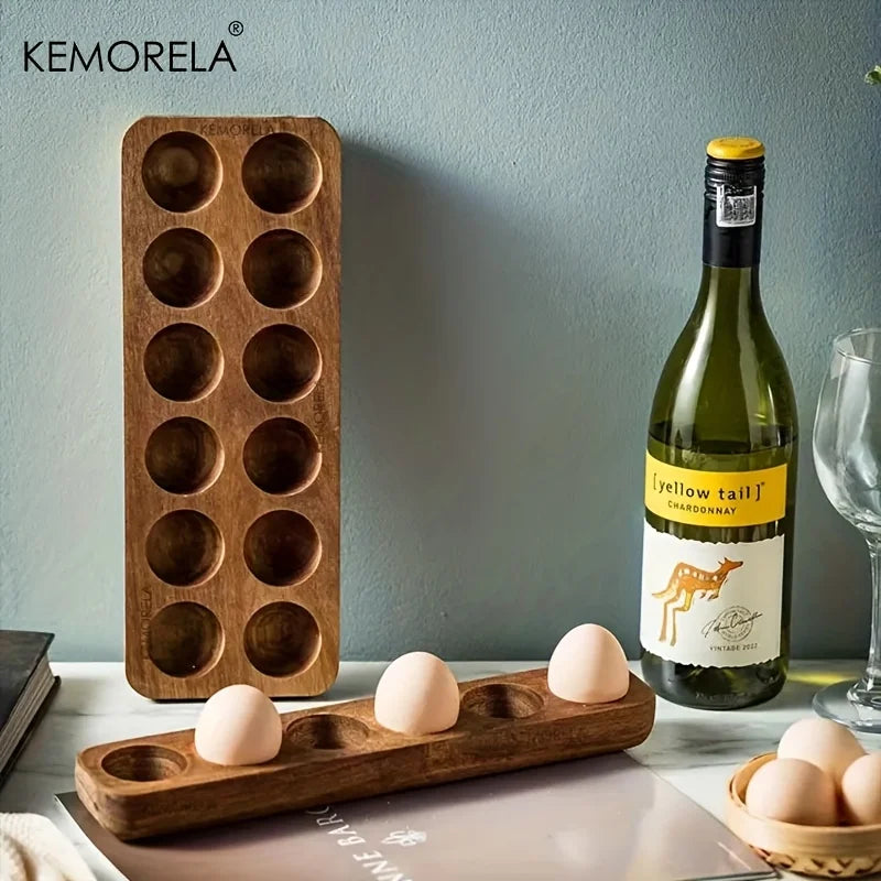 KEMORELA Scatola Portauova In Legno Multiscomparto Per Uova Fresche Perfetta Per Cucinare Al Forno