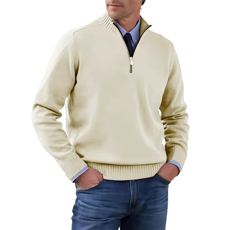 Pullover da Uomo con Zip a Quarter Zip Dolcevita Collo Lupetto Maglione Maniche Lunghe Streetwear Autunno Inverno