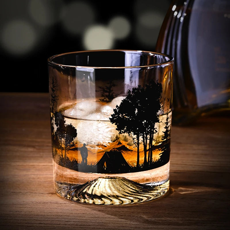 Snow Mountain Cup Bicchiere Da Vino 300ml Con Silhouette Iceberg Montagna Roccia E Fondo Spesso Regalo Natale