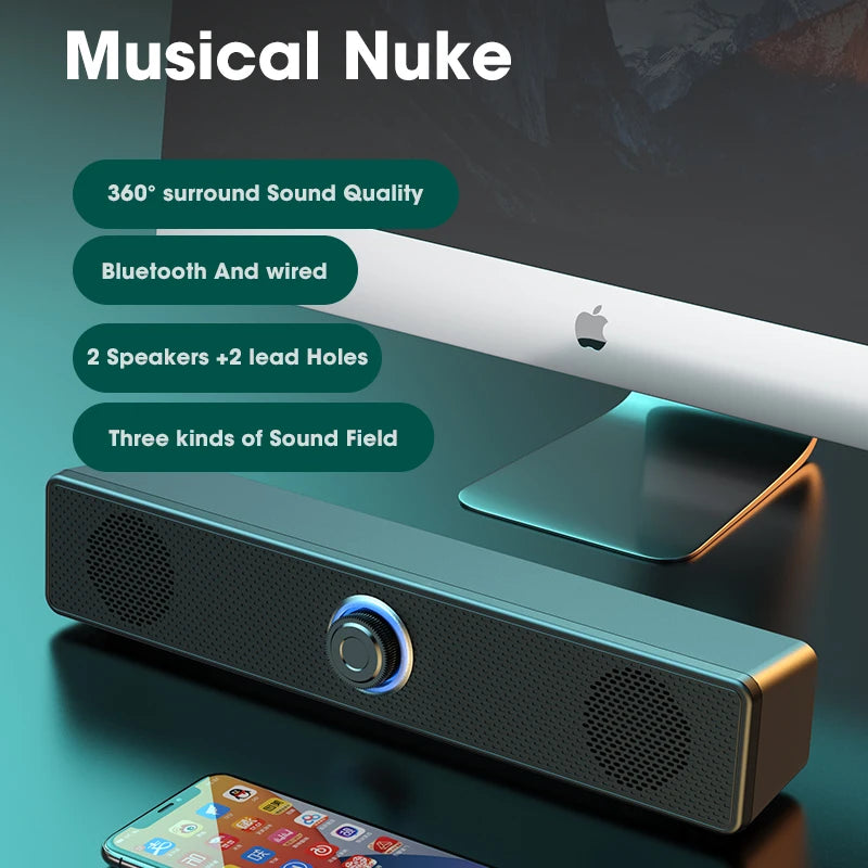 Soundbar Bluetooth Wireless Per Computer PC TV Laptop Desktop Altoparlante Portatile Musica Sistema Audio Caixa De Som
