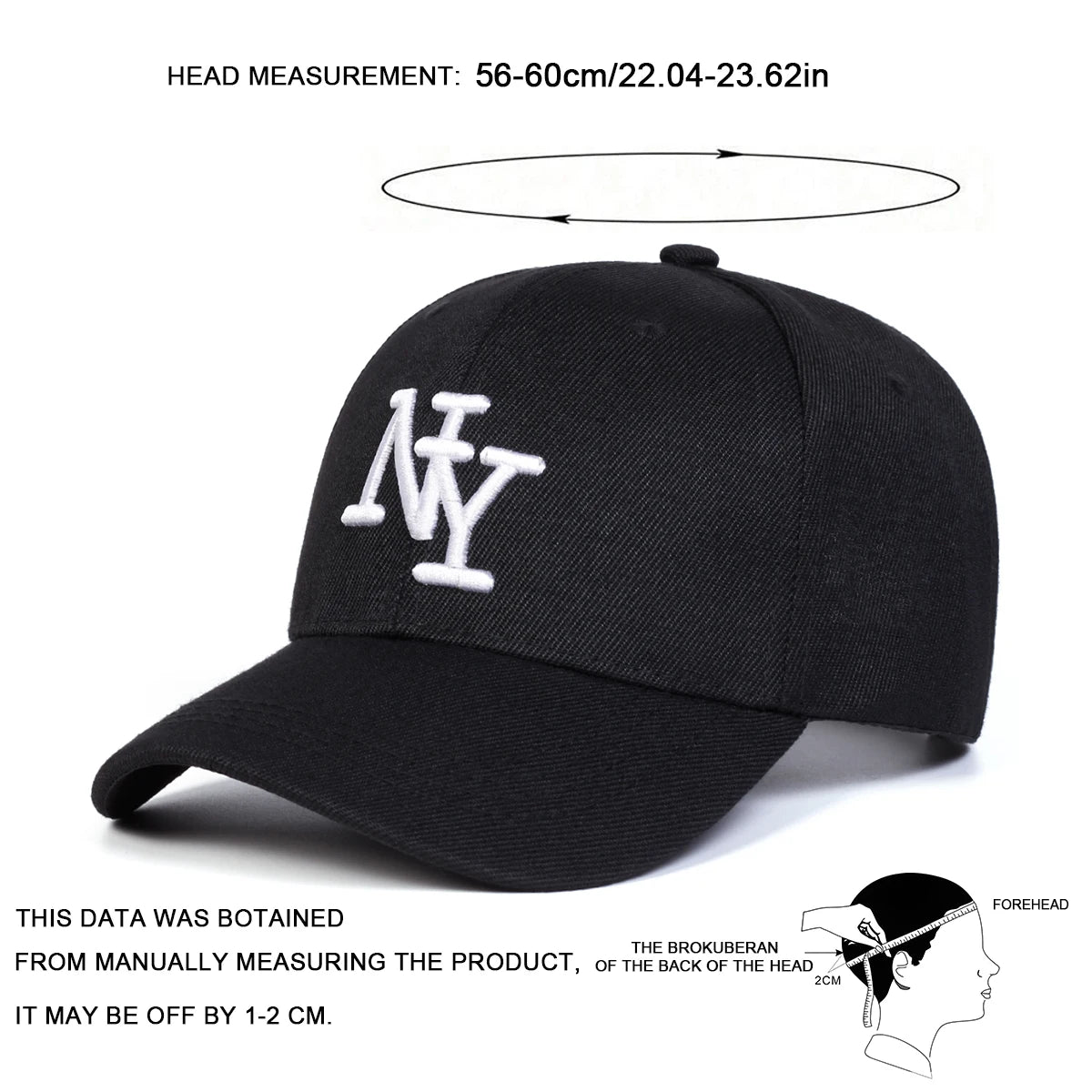 Berretto Baseball Unisex Con Ricamo Lettera NY Cappello Regolabile Esterni Primavera Autunno Protezione Solare Sportivo