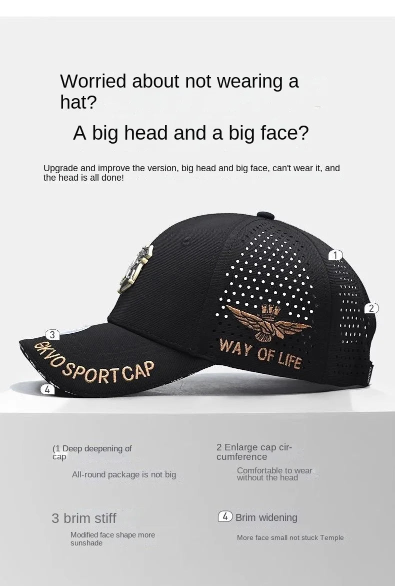 Cappello Da Uomo Estate Outdoor Con Grande Circonferenza Berretto Da Baseball Con Stella A Cinque Punte Alta Qualità