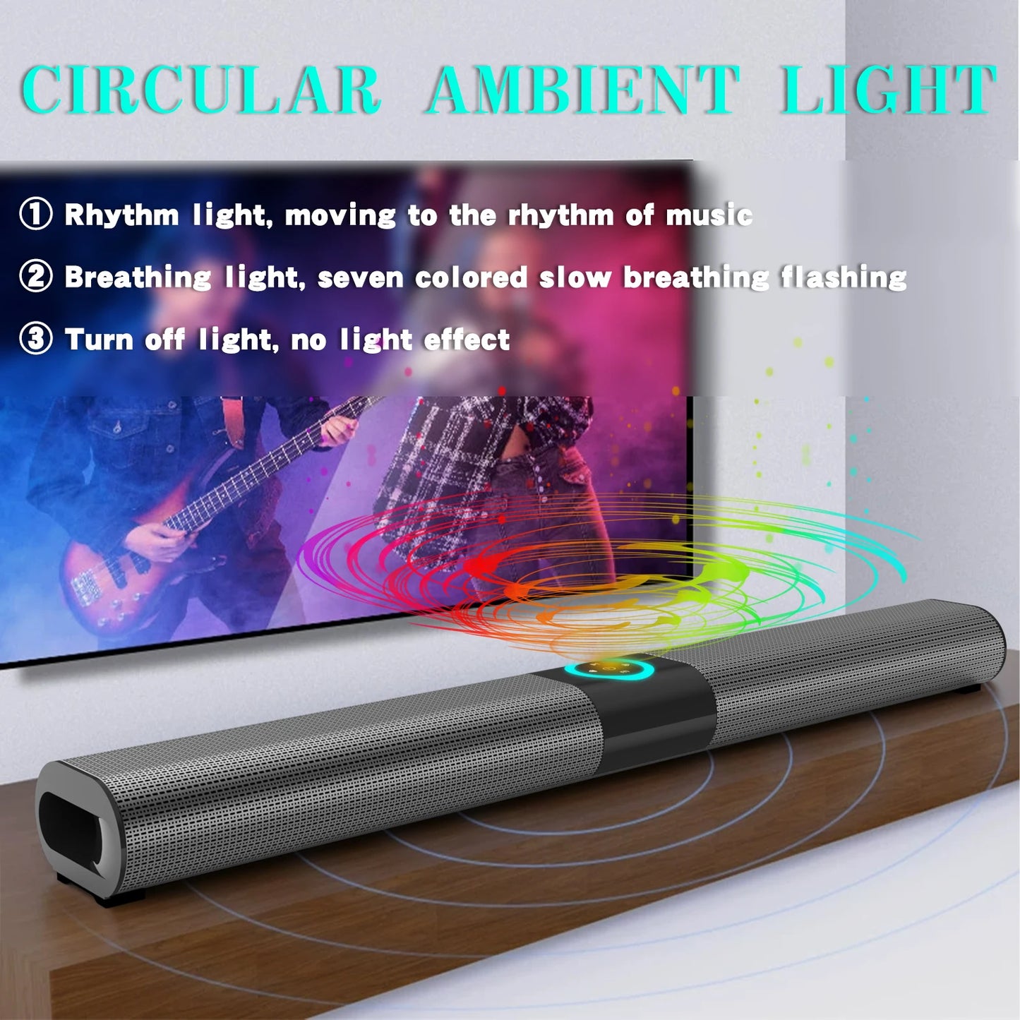 Homefish BS20 Altoparlante Bluetooth Luce Ambientale RGB 4 Altoparlanti 6 Effetti Sonori EQ Supporta TF USB AUX RCA FM