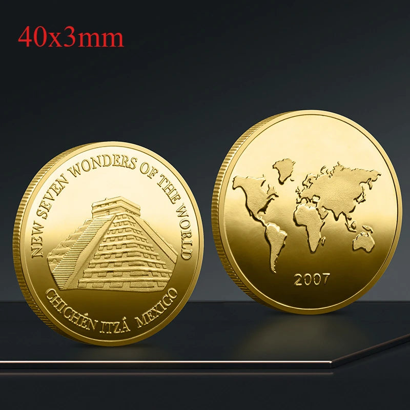 Set Di 7 Monete Placcate Oro E Argento Sette Meraviglie Del Mondo Collezione Commemorativa Viaggi