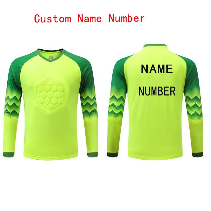 2023 uomo bambino portiere di calcio uniforme spugna protettiva manica lunga allenamento di calcio portiere top maglia da calcio pantaloni personalizzati
