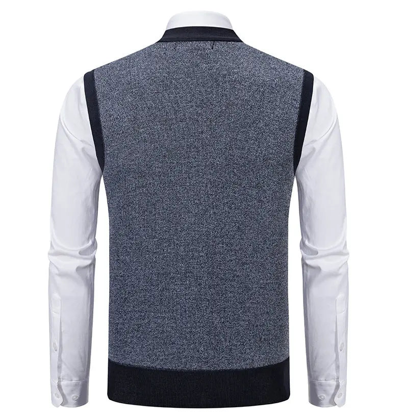 Gilet Da Uomo Con Scollo A V Senza Maniche In Maglia Lavorata Con Bottoni E Fodera In Pile Per Autunno Inverno