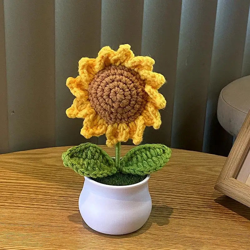 Fiore In Vaso Fai Da Te Rosa Mini Tessuti A Mano Per Scrivania Ufficio Decorazione Casa Filo Di Lana