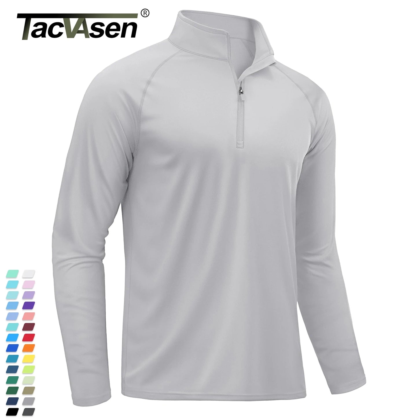 TACVASEN UPF50+ T-shirt con protezione UV Camicia da pesca leggera a maniche lunghe ad asciugatura rapida da uomo Escursionismo all'aperto Allenamento Protezioni