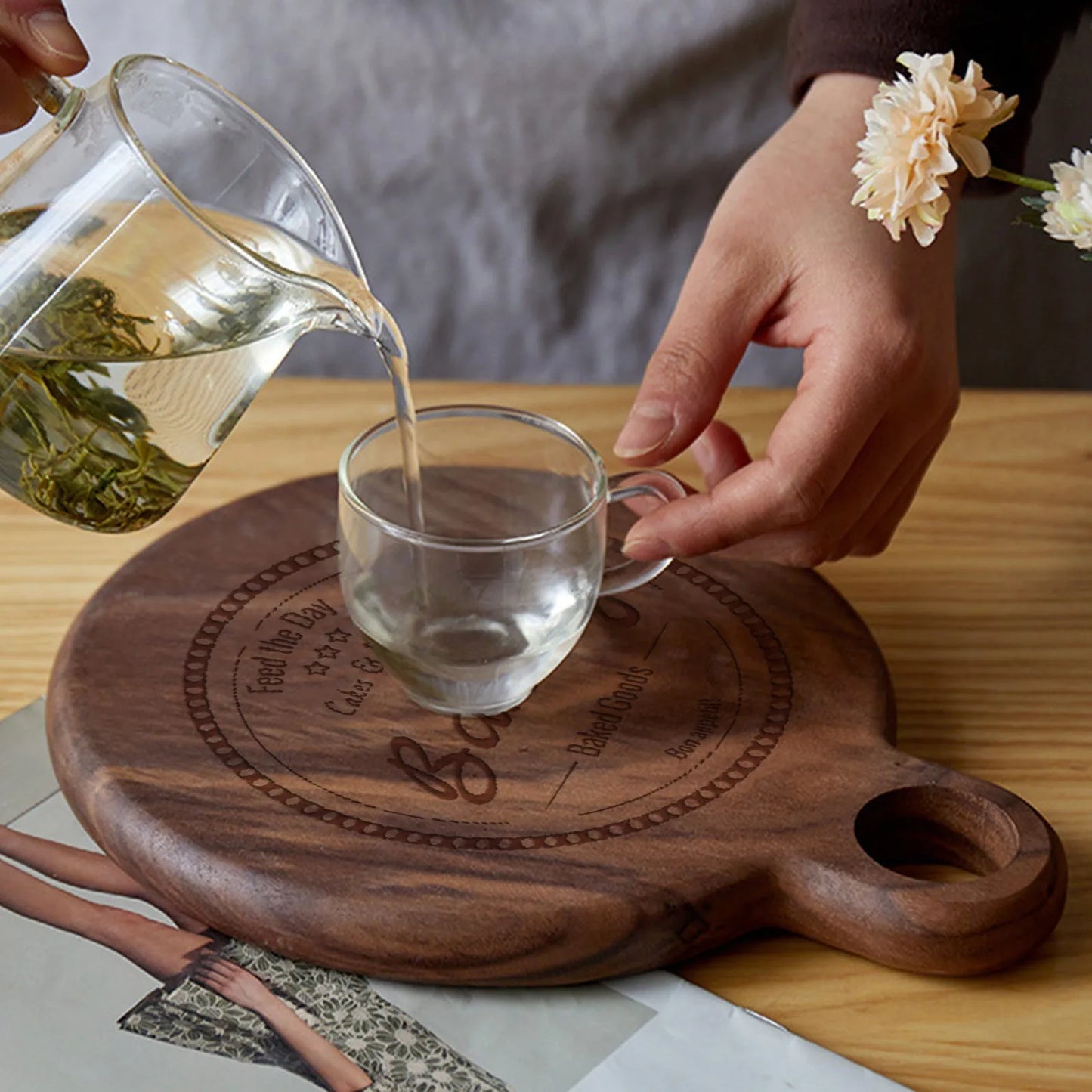 Tagliere In Legno Intagliato Rotondo Per Frutta E Bistecche Piatto Da Pranzo Per Bambini