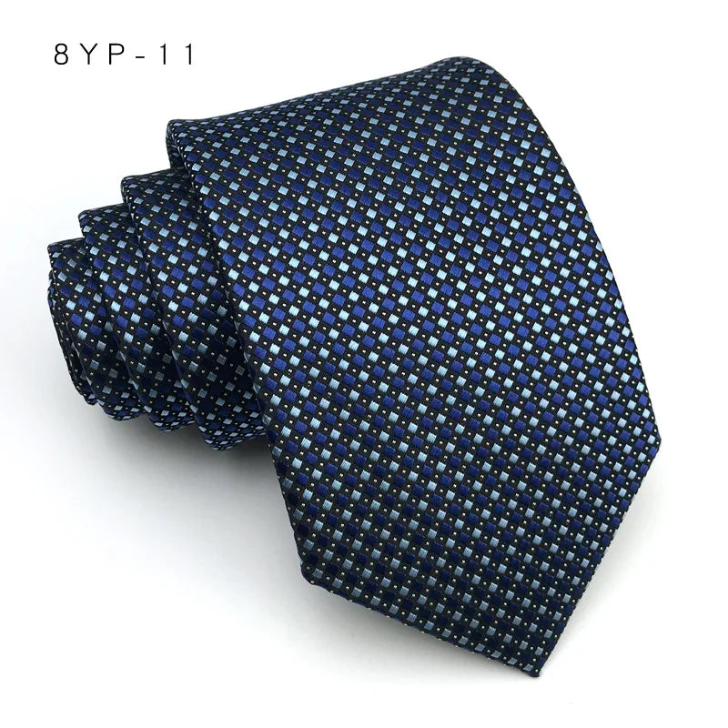 Cravatta Da Uomo 8 Cm In Poliestere Jacquard A Righe Classica Per Matrimonio E Affari Ascot YISHLINE