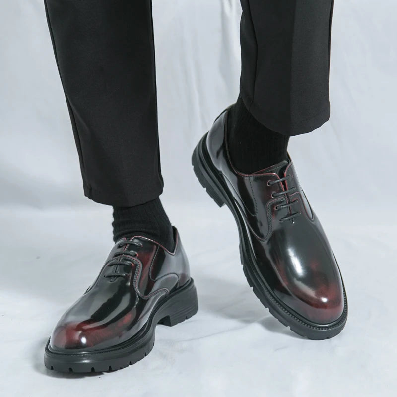 Scarpe Da Uomo In Pelle Con Suola Spessa Formali Da Lavoro Oxford Classiche Fatto A Mano Calzature Casual