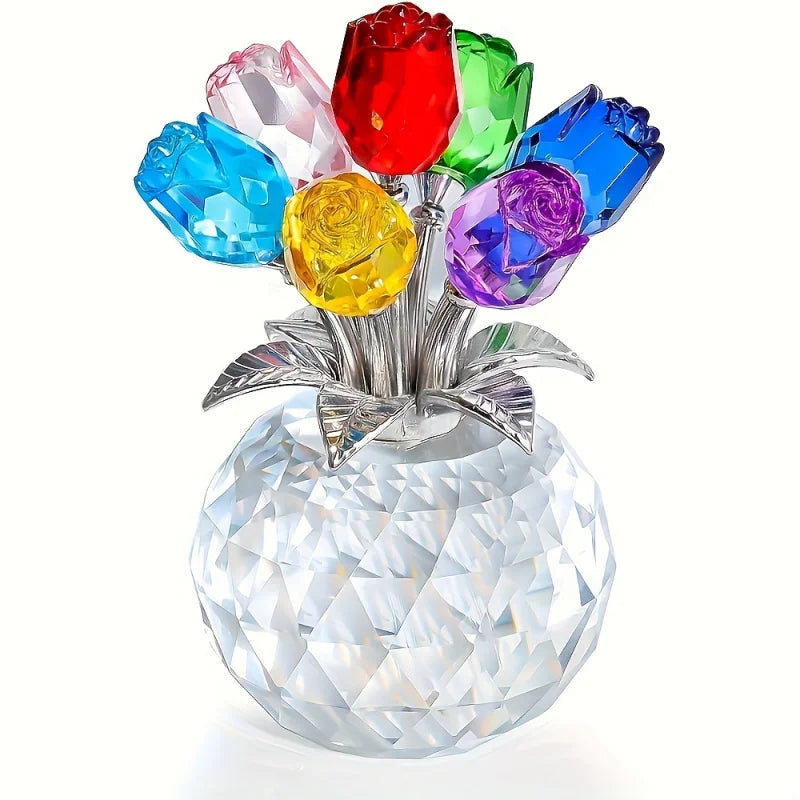 Bouquet Di Rose Colorate In Cristallo Eterno Regalo Decorativo Per Anniversario Festa Della Mamma San Valentino