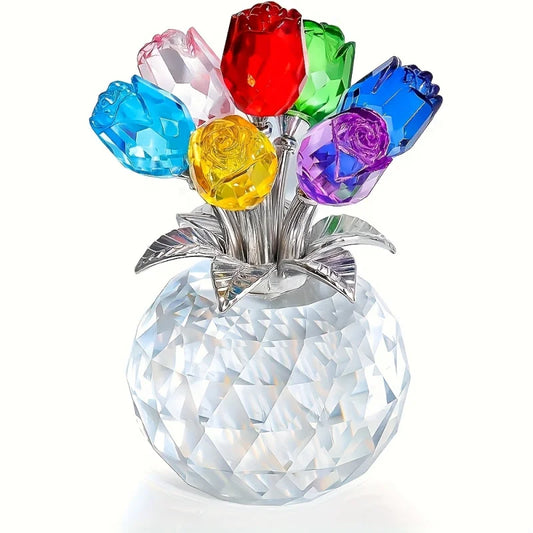 Bouquet Di Rose Colorate In Cristallo Eterno Regalo Decorativo Per Anniversario Festa Della Mamma San Valentino
