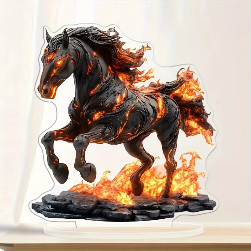 Statua In Acrilico Con Motivo Cavallo Bohemien Decorazione Tavolo Simbolo Ricchezza Prosperità Regalo Piatto 2D