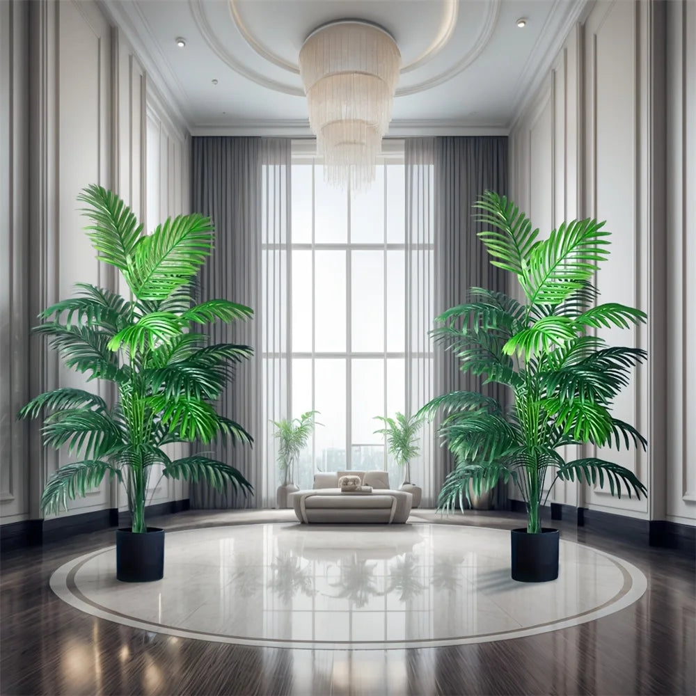 Due Pezzi Palme Areca Simulazione Con 24 Foglie Alberi Artificiali Realistici Per Decorazione Esterna Del Soggiorno
