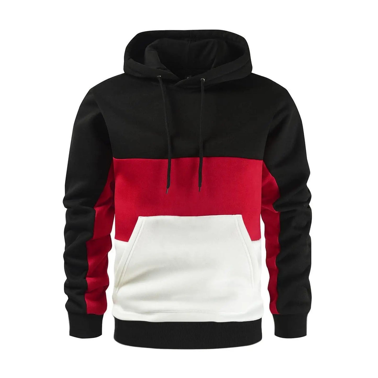 Felpa Con Cappuccio Patchwork Da Uomo Termica In Pile Abbigliamento Sportivo Casual Da Esterno Autunno Inverno Nero