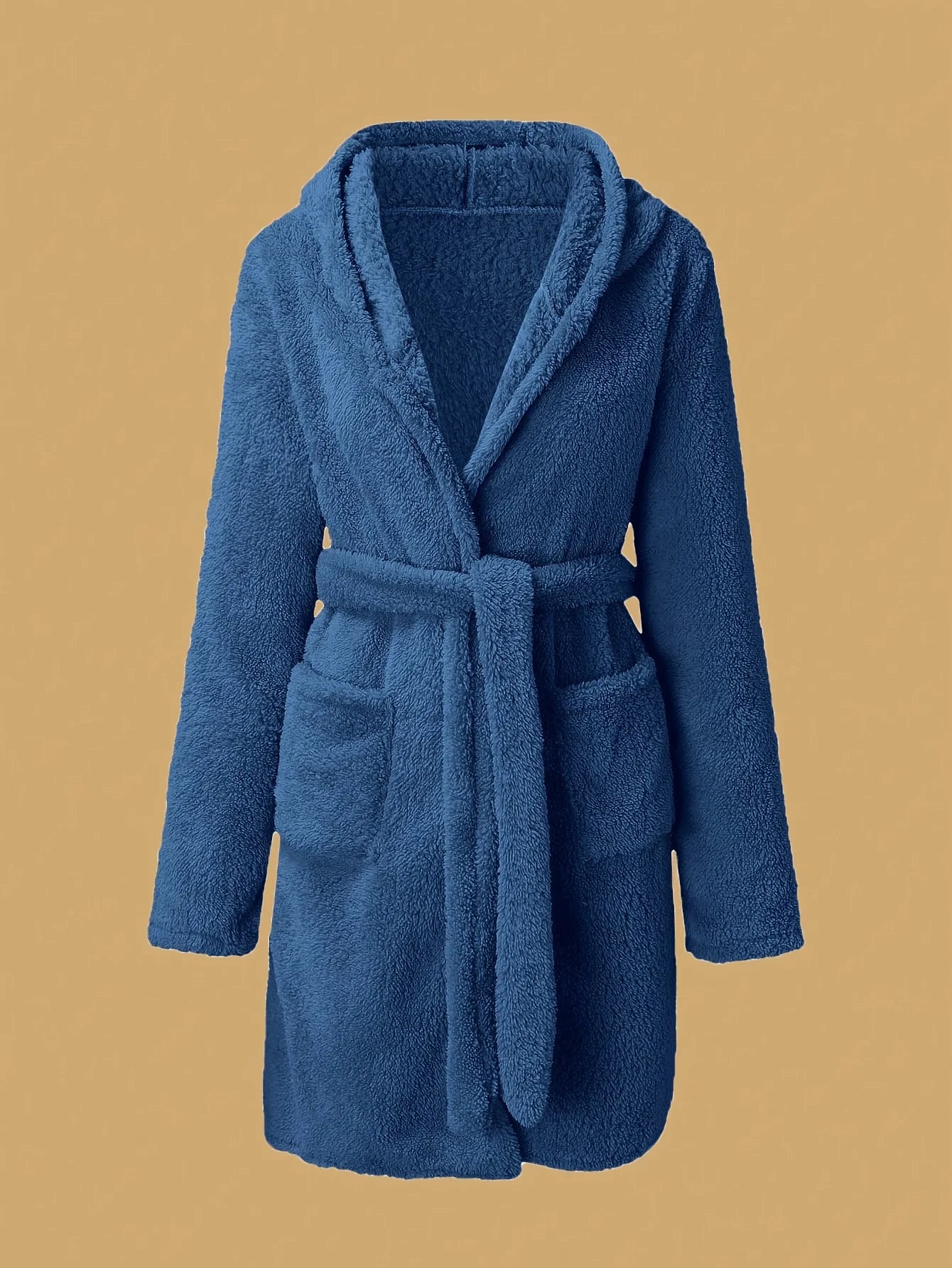 Vestaglia Da Donna Con Cappuccio Tinta Unita Con Cintura Calda E Morbida Per Casa Autunno Inverno