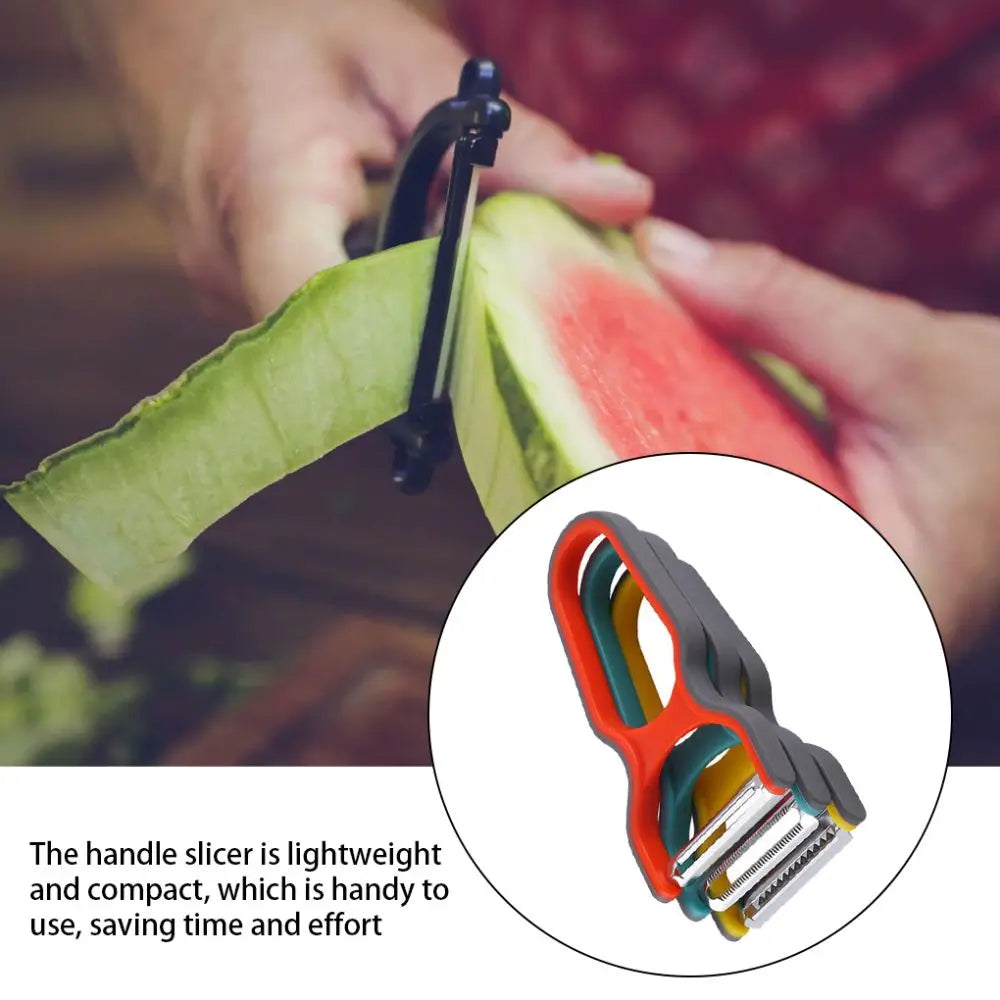 Set Cucina 3 Pezzi In Acciaio Inossidabile Pelapatate Frutta Verdura Tritatutto Affettatrice Grattugia Colore Casuale
