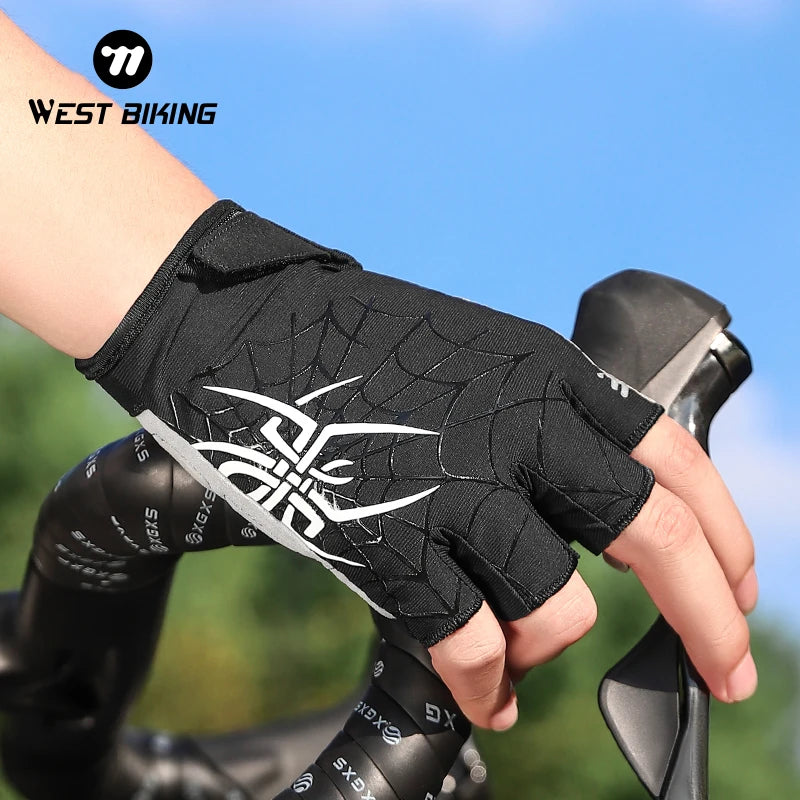 West Biking Guanti da Ciclismo Mezze Dita Con Motivo Ragni Cool Spider Estivo MTB Guanti da Strada Touch Screen