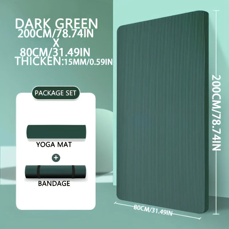 Tappetino Da Yoga NBR Spesso 15/20 Mm Antiscivolo Per Esterni 200x80 Cm Esercizio Palestra Allenamento Fitness