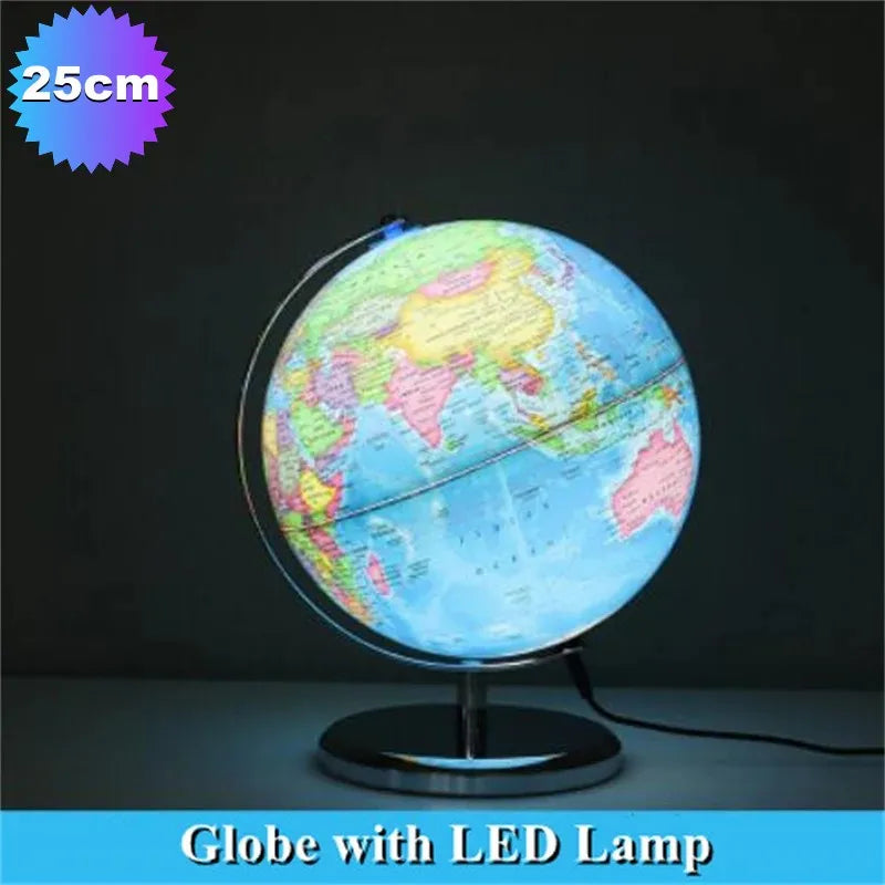 Globo Diametro 25 Cm Mondo Inglese Stampa HD 360 Gradi Per Insegnamento Degli Studenti Lampada Scrivania Led Metallo ABS