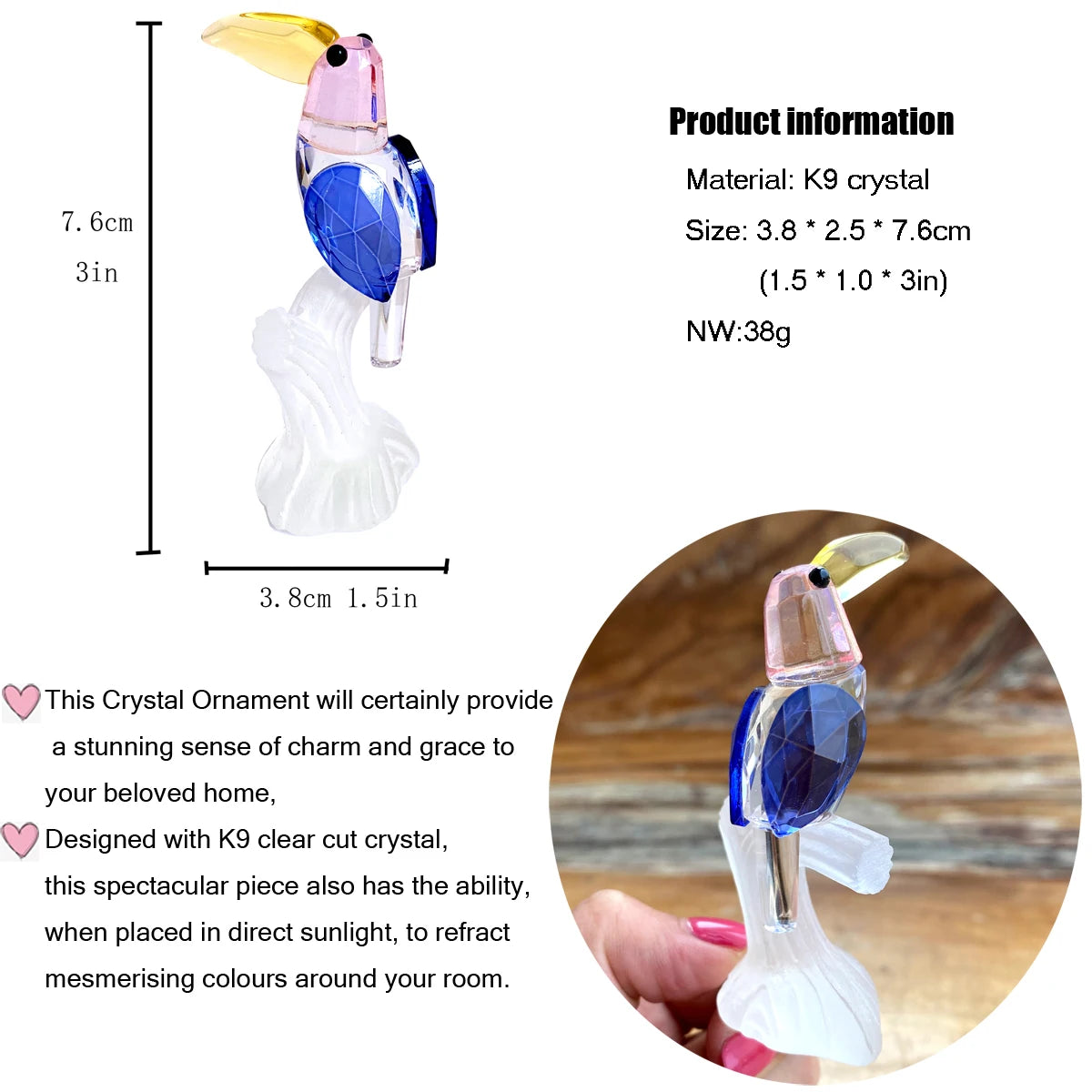 30 Cristallo Trasparente Figurine Animali Carini Scultura in Vetro Decorazioni Ornamento Tavolo Regalo Natale Bambini