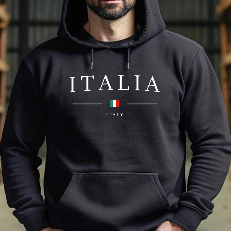 Felpe Con Cappuccio Stampate Fahsion Italia Per Uomo Maniche Lunghe Alta Qualità 2025 Fitness Sportive Casual
