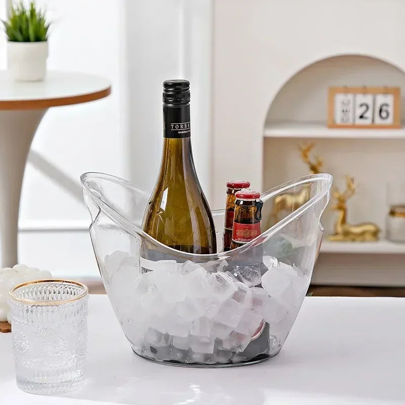 Secchiello Per Ghiaccio In Plastica Trasparente 4L E 8L Per Cubetti E Bottiglie Di Champagne Per Bar