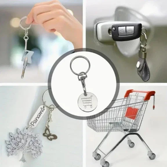 Portachiavi Gettoni Carrello Spesa In Metallo Mini Con Etichetta Monete Per Rimozione Carrello Supermercato Unisex Regali