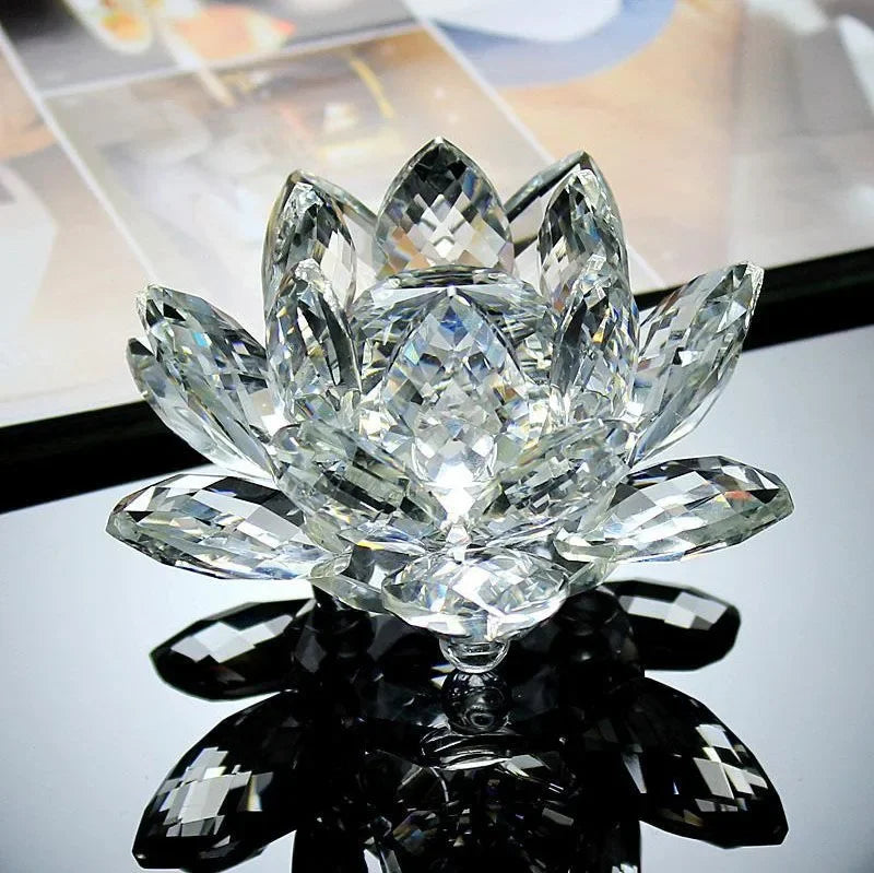 Fermacarte In Cristallo Di Quarzo Fiore Di Loto 80mm Artigianato In Vetro Feng Shui Decorazioni Per Casa Regalo