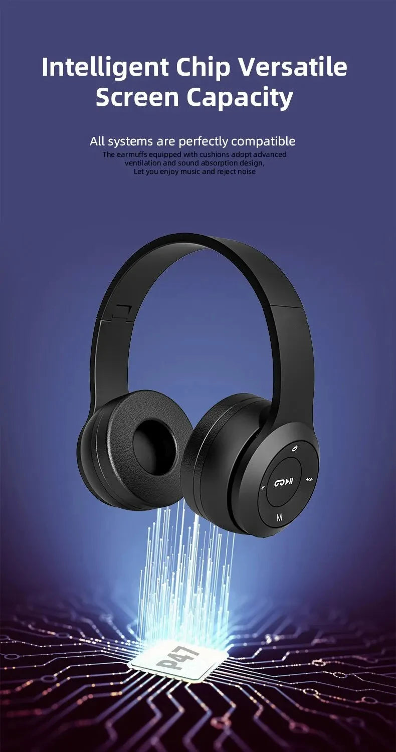 Cuffie Bluetooth 5.0 Pieghevoli Stereo Wireless Universali Per Sport E Gaming Con Controllo Volume E Cancellazione Attiva Del Rumore