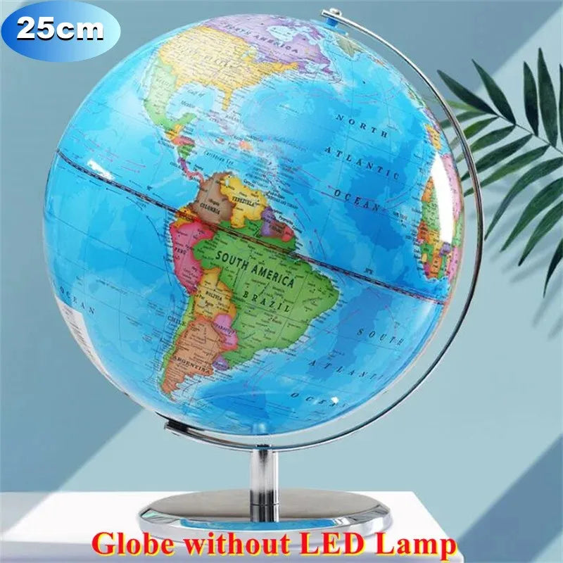 Globo Diametro 25 Cm Mondo Inglese Stampa HD 360 Gradi Per Insegnamento Degli Studenti Lampada Scrivania Led Metallo ABS