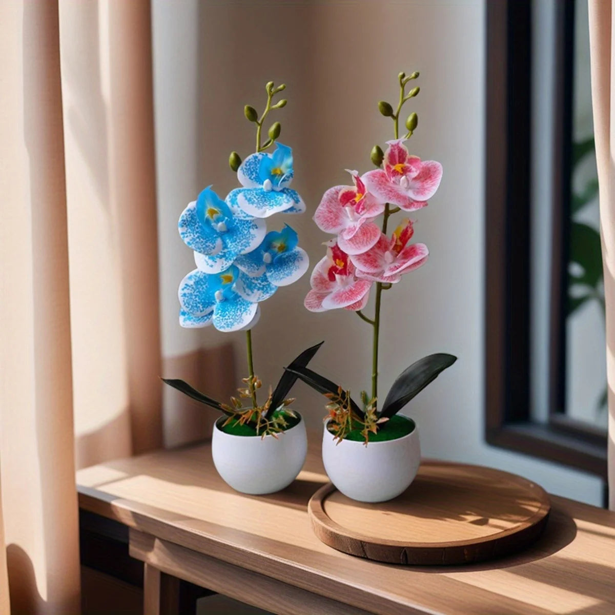 Pianta In Vaso Di Orchidea Artificiale Realistica Con Vaso Di Plastica Per Decorazione Centrotavola Tavolo Per Ufficio