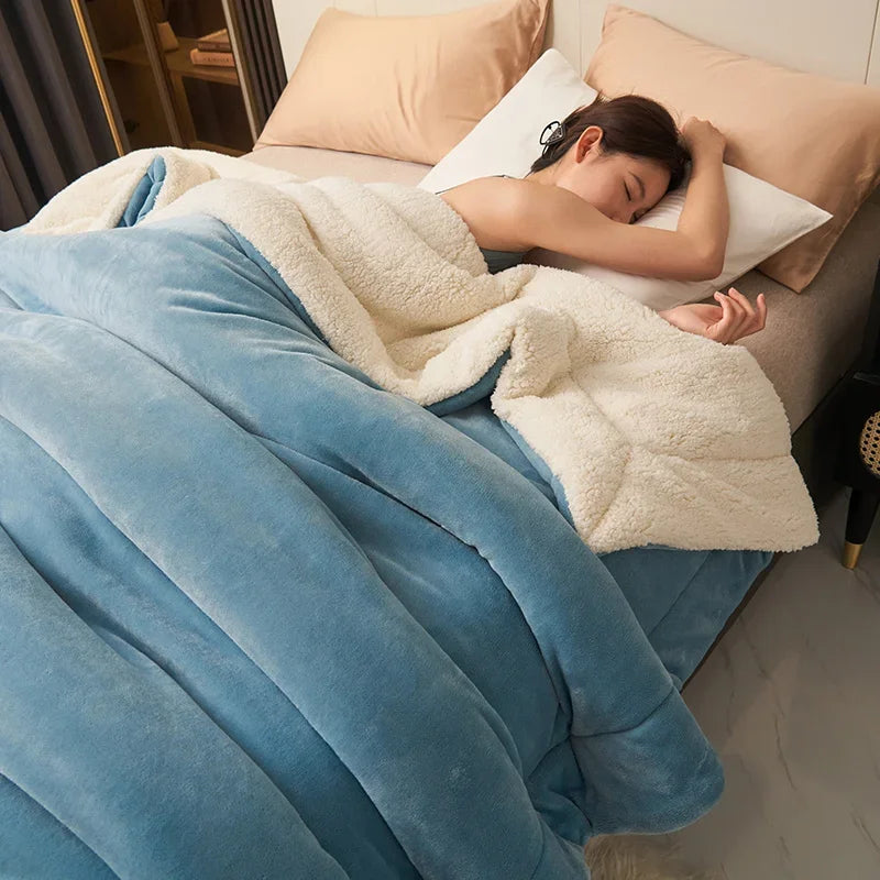 Coperta Invernale Calda E Spessa In Peluche Doppio Strato Pile Latte Flanella Morbida Per Divano Flurry